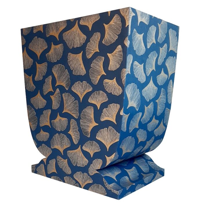 Meuble d'appoint en carton motifs ginkgo face arriere